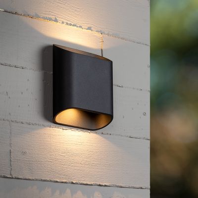 Aplique up down moderno negro, Atila, 5W, 2700K LED, IP65
