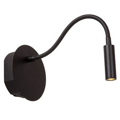Lámpara de cama moderna negra, Jolijn, 2W, 3000K LED, con interruptor