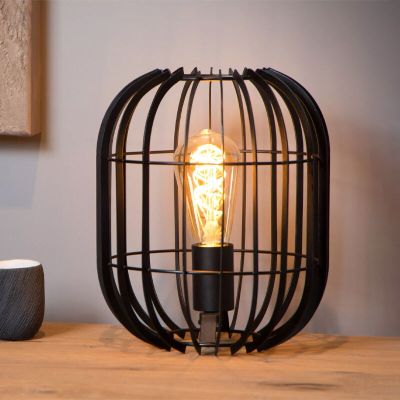 Lámpara de mesa moderna negra, Reda, con interruptor