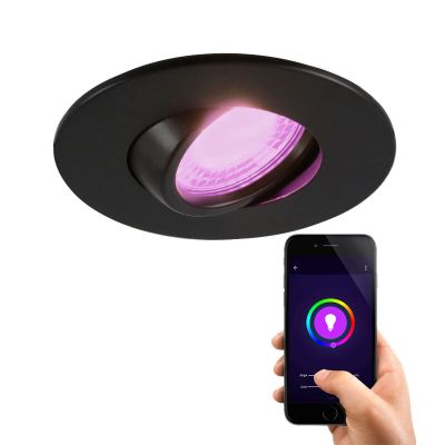 Foco empotrable inteligente de aluminio negro, Jill, IP44