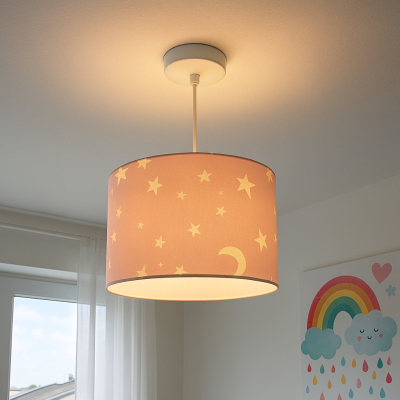Lámpara colgante infantil rosa de tela, Stars