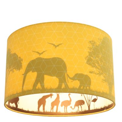 Lámpara de techo infantil amarilla de tela, Safari