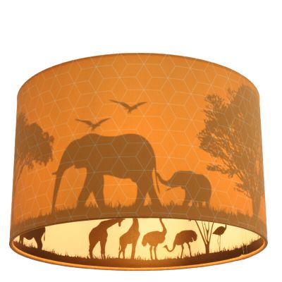 Lámpara de techo infantil naranja de tela, Safari