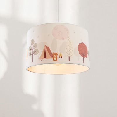 Lámpara colgante infantil blanca de tela, Forest life