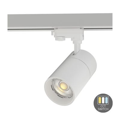 Foco de carril trifásico blanco Rozina, 20W, interruptor blanco, regulable, Pro