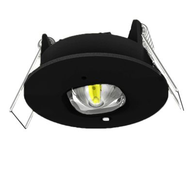 Foco empotrable de iluminación de emergencia negro, 1W, LED 6000K, IP22