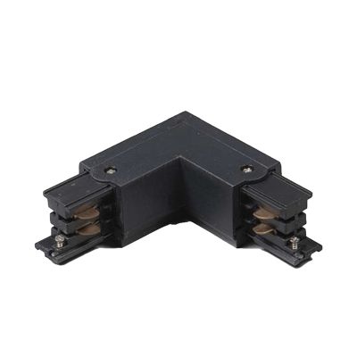 Conector interior en forma de L para iluminación sobre carril trifásica, negro, Pro