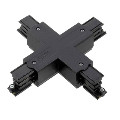 Conector en forma de X para iluminación sobre riel trifásico, negro, Pro