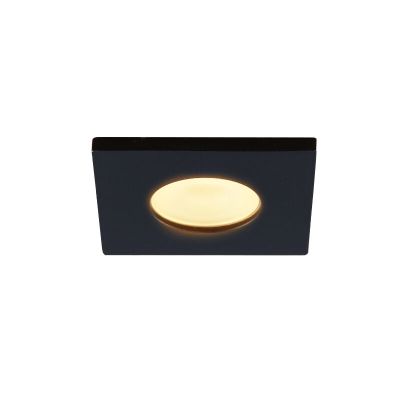 Foco empotrable cuadrado negro para porche Dico, IP65, regulable