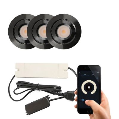 3 focos empotrables inteligentes orientables para porche Rona, IP44, con set de conexión, negro