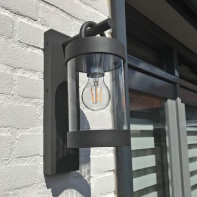 Aplique exterior con sensor crepuscular rústico antracita, Sambesi, IP44