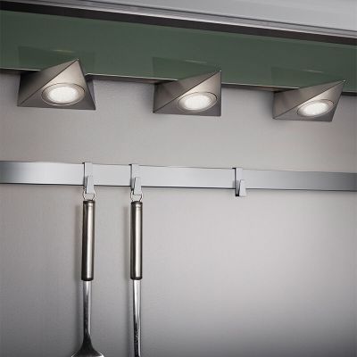 Iluminación bajo muebles cocina de metal níquel, Zerdali, 3W, 3000K LED, con interruptor