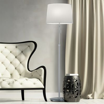 Lámpara de pie antigua níquel, Niva, con interruptor de cuerda