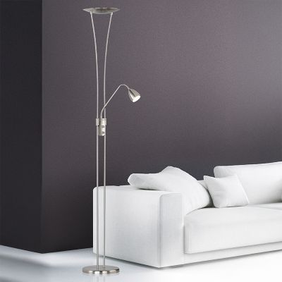 Lámpara de pie antigua níquel, Stijn, 20W, 3000K LED, con interruptor