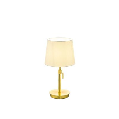 Lámpara de mesa moderna latón, Niva, con interruptor de cuerda