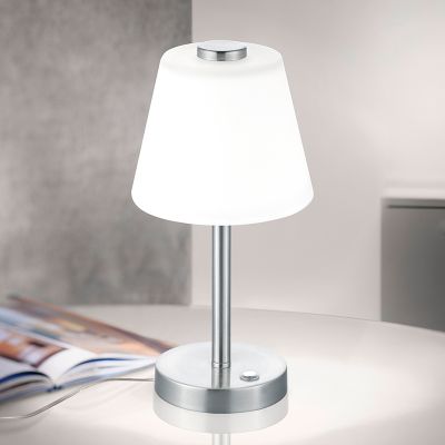 Lámpara de mesa moderna níquel, Liv, 4W, 3000K LED, con interruptor