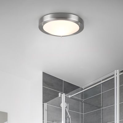 Lámpara de techo baño de vidrio níquel, Hadleigh, IP44