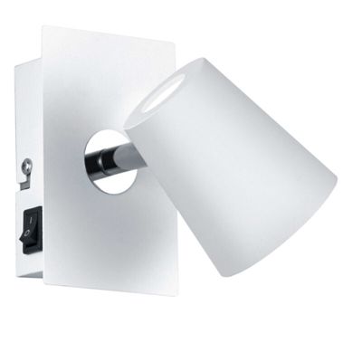 Foco de pared de vidrio blanco, Laysha, 6W, 3000K LED, con interruptor