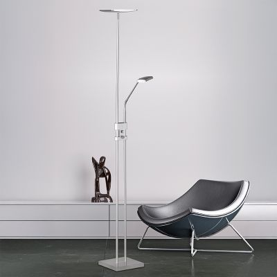 Lámpara de pie moderna níquel, Simon, 15W, 3000K LED, con interruptor