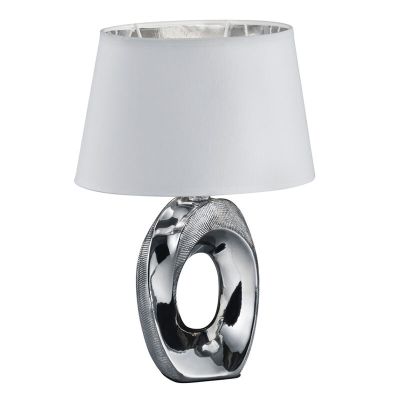 Lámpara de mesa de cerámica plateada, Moldrup, con interruptor
