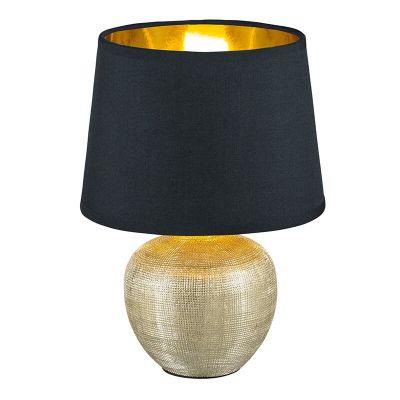 Lámpara de mesa de cerámica dorada, Yet, con interruptor