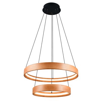 Lámpara colgante moderna madera, Nassima, 37W, 3000K LED, regulable en 3 pasos