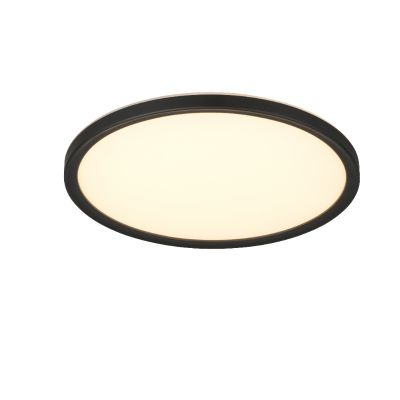 Plafón de techo moderno negro, Jeltje, 18W, ajustable entre luz blanco cálido y frío LED, con mando a distancia
