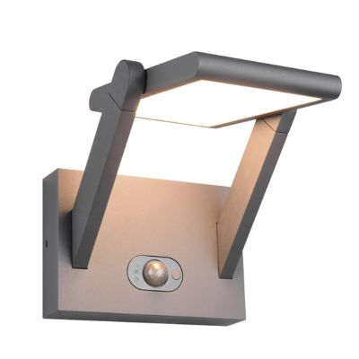 Aplique solar exterior moderno antracita, Maku, 5W, white switch LED, IP65