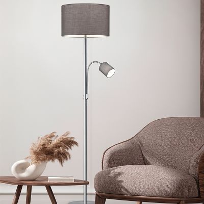 Lámpara de pie moderna gris, Ledbury, con interruptor
