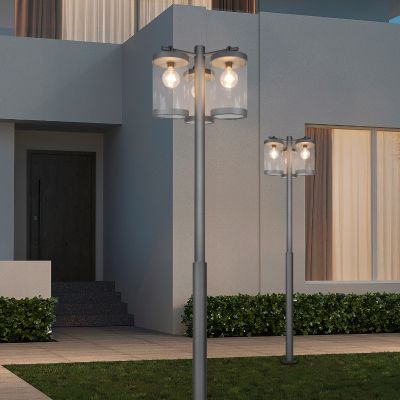 Lámpara de pie exterior con sensor crepuscular moderna antracita, Sambesi, IP44