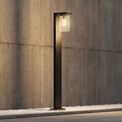 Lámpara de pie exterior con sensor crepuscular moderna negra, Yves, IP44