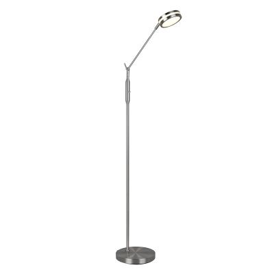 Lámpara de pie de lectura moderna níquel, Marjon, 6W, ajustable entre luz blanco cálido y frío LED, con regulador táctil