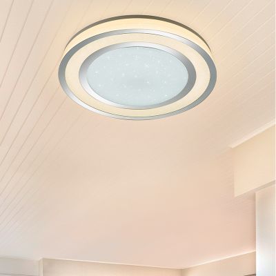 Plafón de techo moderno cromado, Saleem, 45W, ajustable entre luz blanco cálido y frío LED, con interruptor