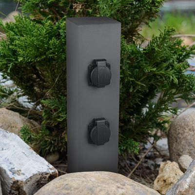 Poste de electricidad antracita Jafari, metal, moderno