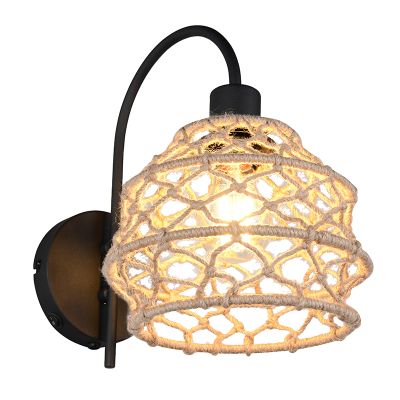 Aplique rústico marrón, Liduina, con interruptor