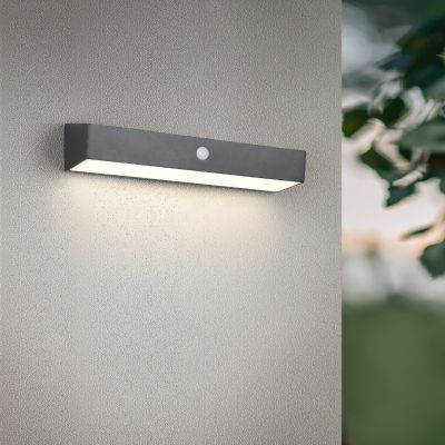 Aplique solar exterior moderno negro, Ravindra, 6W, 4000K LED, IP44