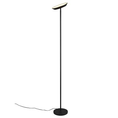 Lámpara de pie moderna negra, Shahid, 17W, ajustable entre luz blanco cálido y frío LED, con regulador táctil