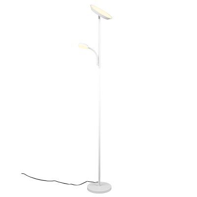 Lámpara de pie moderna blanca, Shahid, 17W, ajustable entre luz blanco cálido y frío LED, con regulador táctil