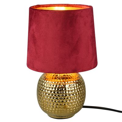 Lámpara de mesa de cerámica dorada, Jorre, con interruptor