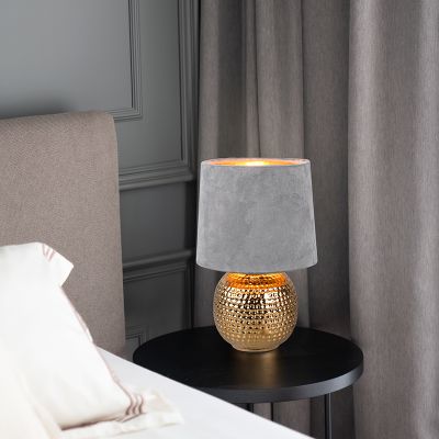 Lámpara de mesa de cerámica dorada, Jorre, con interruptor