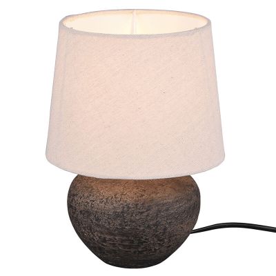 Lámpara de mesa de cerámica marrón, Ulo, con interruptor