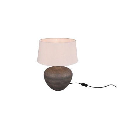 Lámpara de mesa de cerámica marrón, Ulo, con interruptor