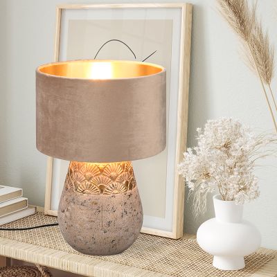 Lámpara de mesa oriental gris, Selim, con interruptor