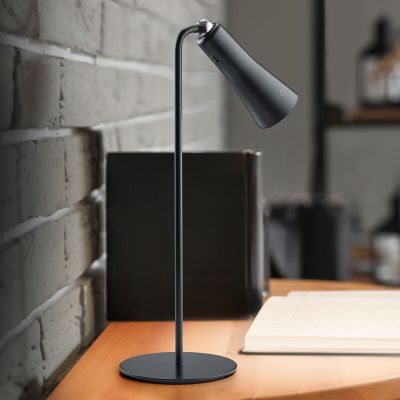 Lámpara de mesa de metal negra, Remko, 2W, 3000K LED, con regulador táctil