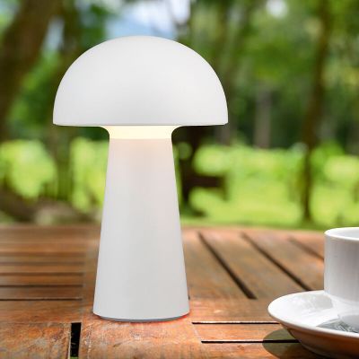 Lámpara de mesa exterior moderna blanca, Rachelle, 2W, 3000K LED, IP44, con interruptor