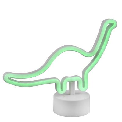 Lámpara de mesa infantil de plástico blanca, Dino, 2W, 3000K LED, con interruptor