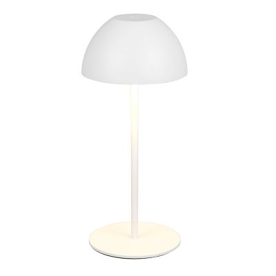 Lámpara de mesa recargable de plástico blanca, Mikhail, 2W, 3000K LED, IP44, con regulador táctil