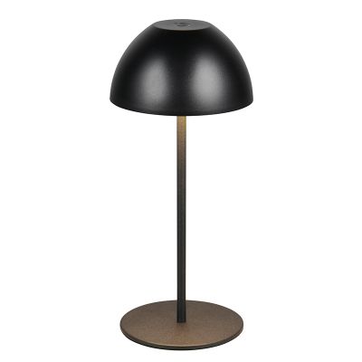 Lámpara de mesa recargable de plástico negra, Mikhail, 2W, 3000K LED, IP44, con regulador táctil