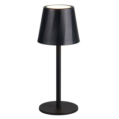 Lámpara de mesa recargable de metal negra, Priya, 1,6W, ajustable entre luz blanco cálido y frío LED, regulable en 3 pasos