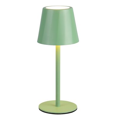 Lámpara de mesa recargable de metal verde, Priya, 1,6W, ajustable entre luz blanco cálido y frío LED, regulable en 3 pasos